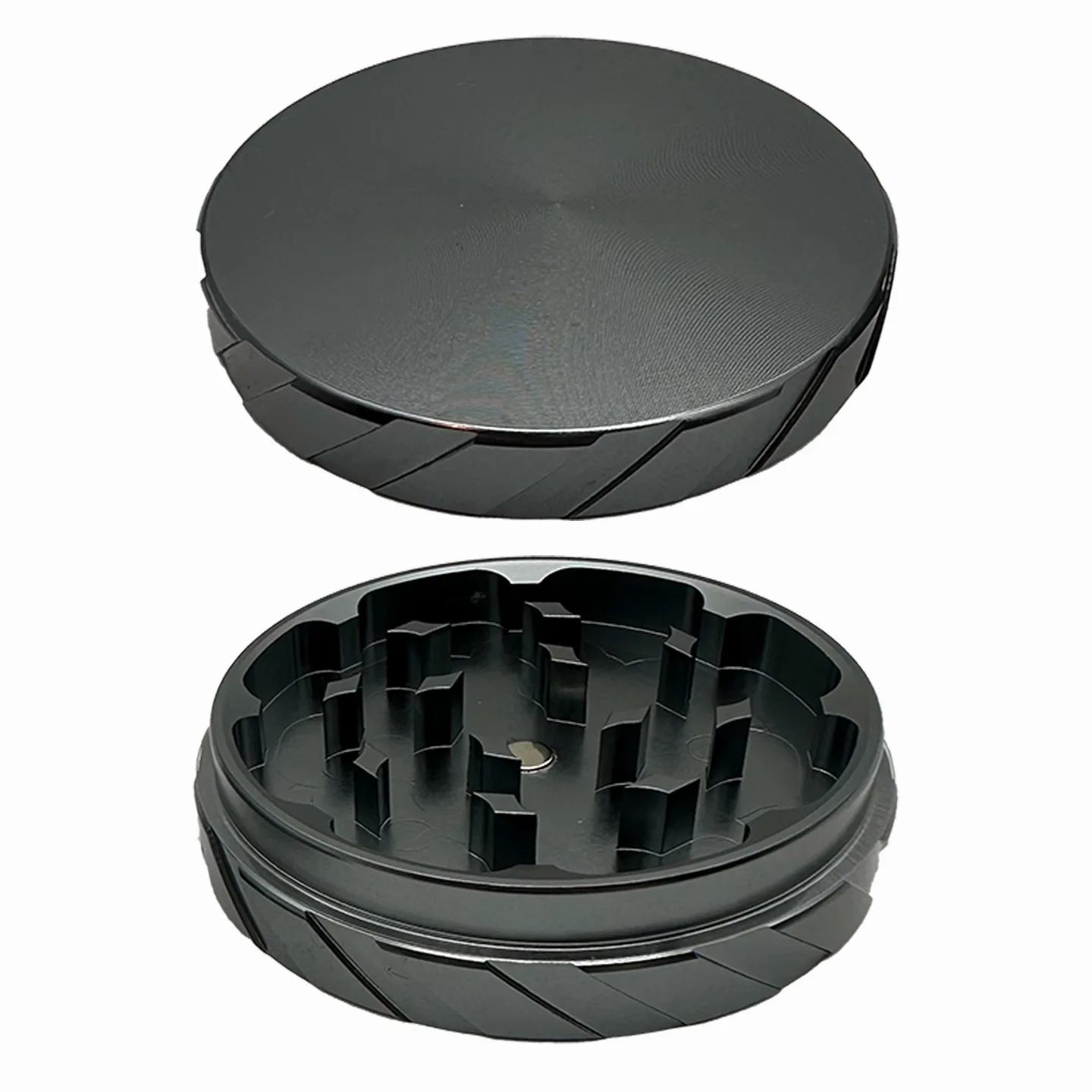 63mm 2-Layer Aluminum CNC Herbal Grinder | Tire-Seal Shape Roller | High-Precision Tobacco & Herb Crusher