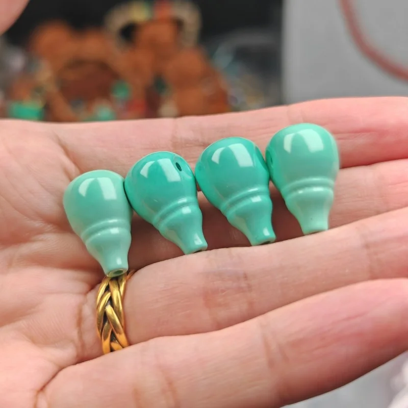 Turquoise High Porcelain Green Material - Nipple Three-Way Buddha 108 Pendant