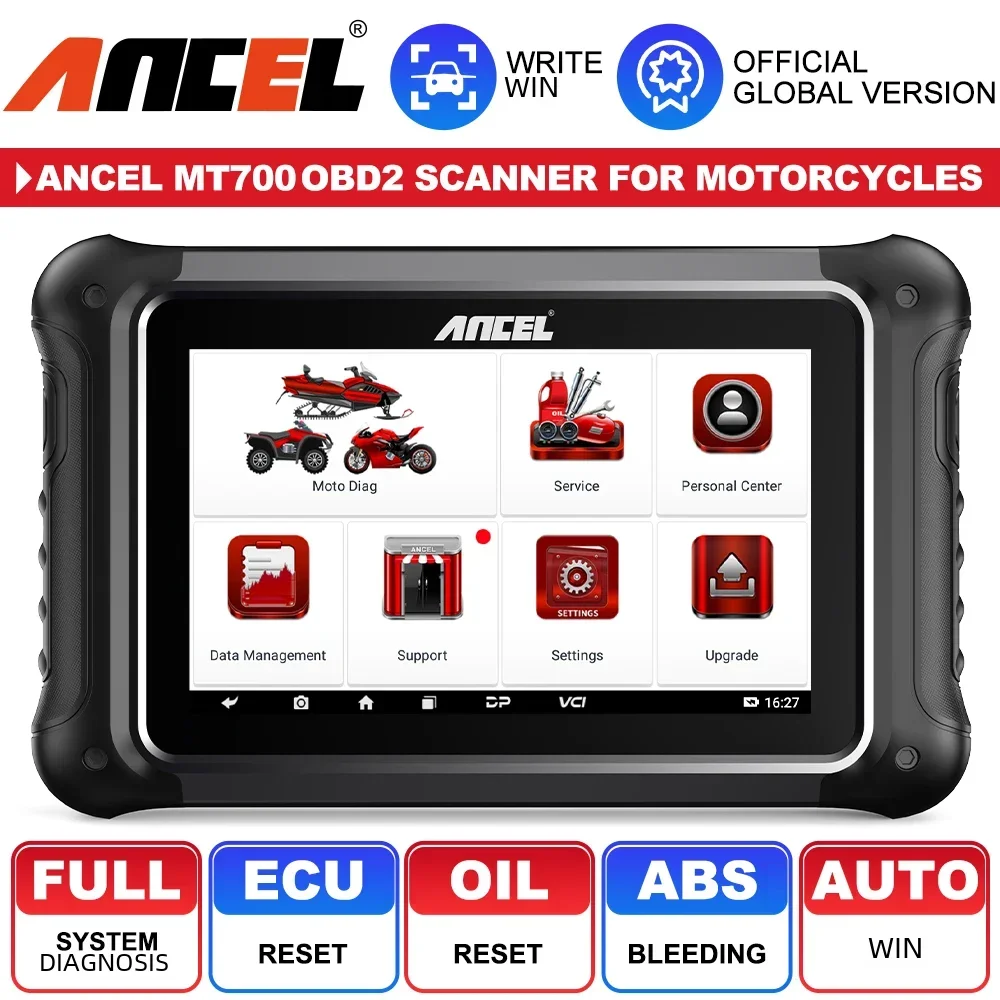 ANCEL MT700 Motorcycle OBD2 Scanner Full System ABS Bleeding ECU Coding Active Test Oil Reset OBD 2 Motorcycle Diagnostic Tool