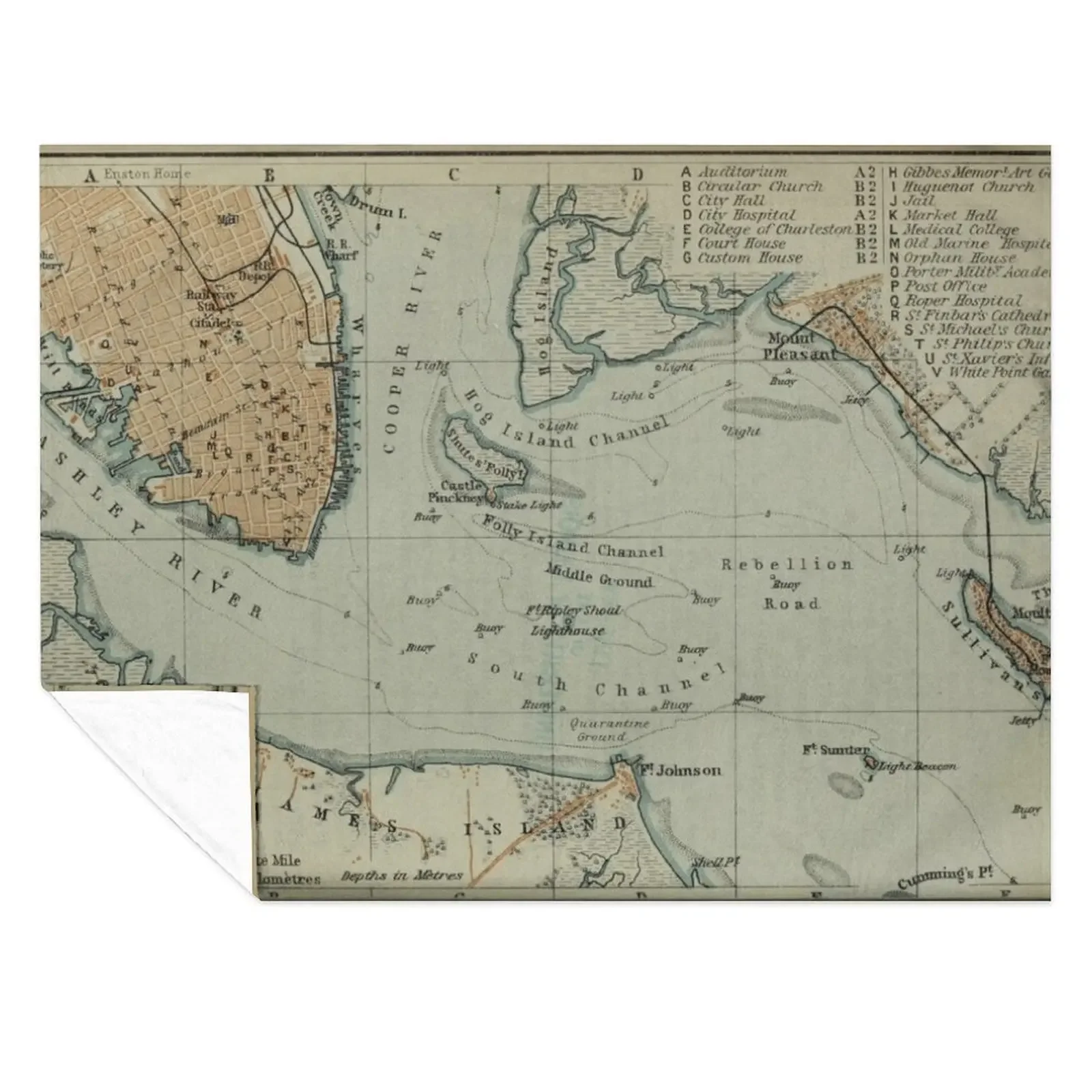 

Vintage Map of Charleston SC Harbor (1904) Throw Blanket Luxury Brand Decorative Sofas Polar blankets ands Blankets