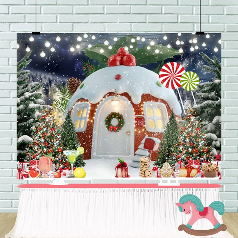 210X150cm Christmas Background Cloth Christmas Snow House Multifunctional Convenient Photography Background Cloths Easy To Use