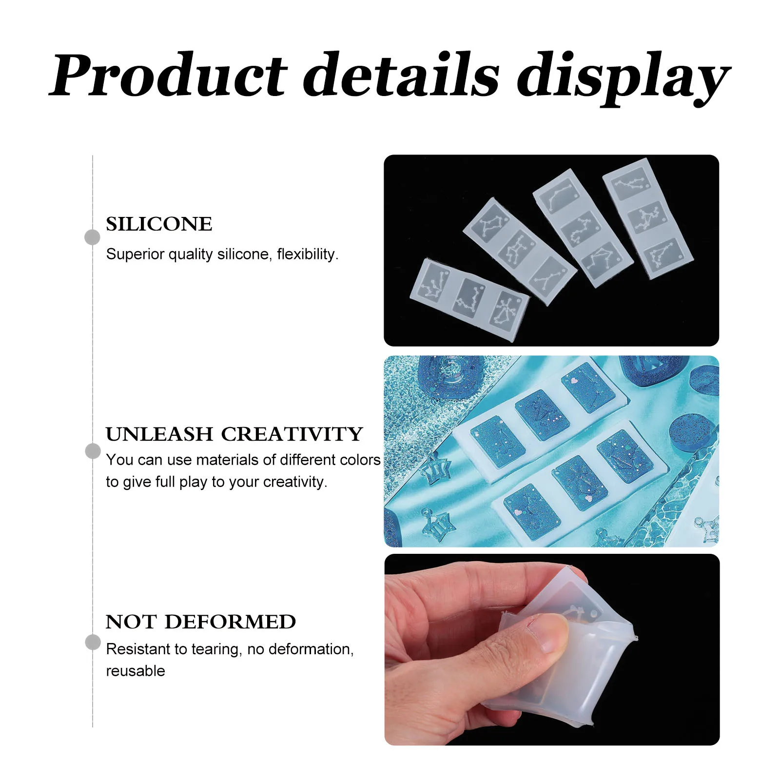 

4 pcs Zodiac Pendant Molds Silicone Diy Craft Kit Easy Clean Twelve Necklace Mold Simple Jewelry Making Tool