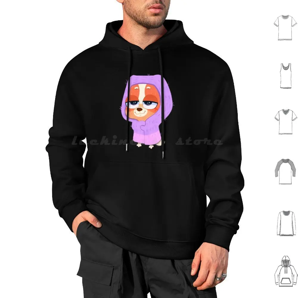 

Длинная толстовка с капюшоном Chibi Granny Bingo, хлопковая толстовка с длинными рукавами Muffin Heeler Bingo, забавная собака, милый мультяшный бандит, Австралия, Muffin Heeler