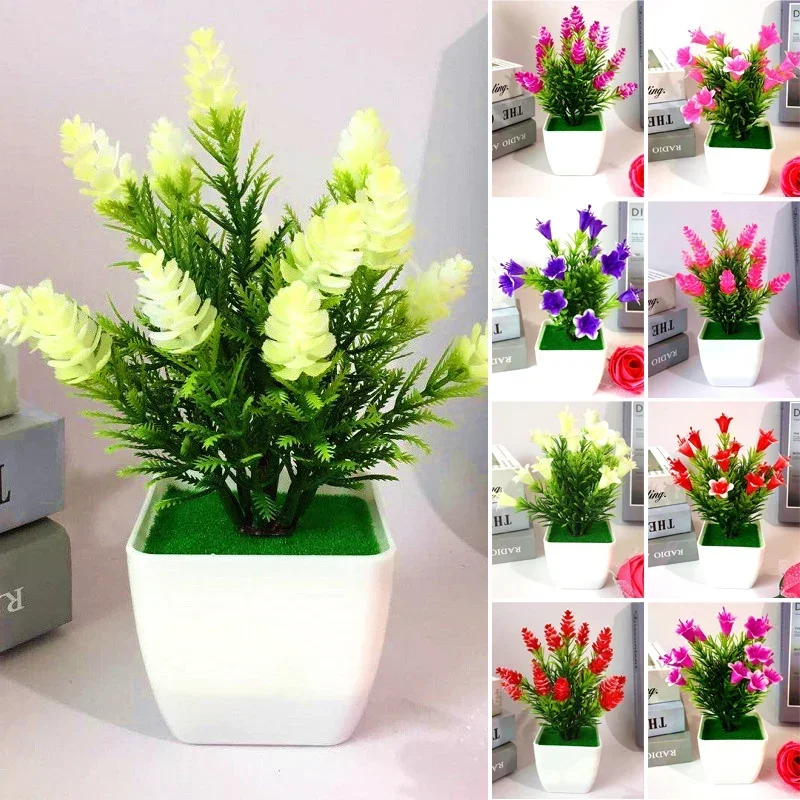 1Pc Artificial Flower Grass Potted Artificial Plants Plastic Flowers Household Wedding Spring Summer Living Room Decor