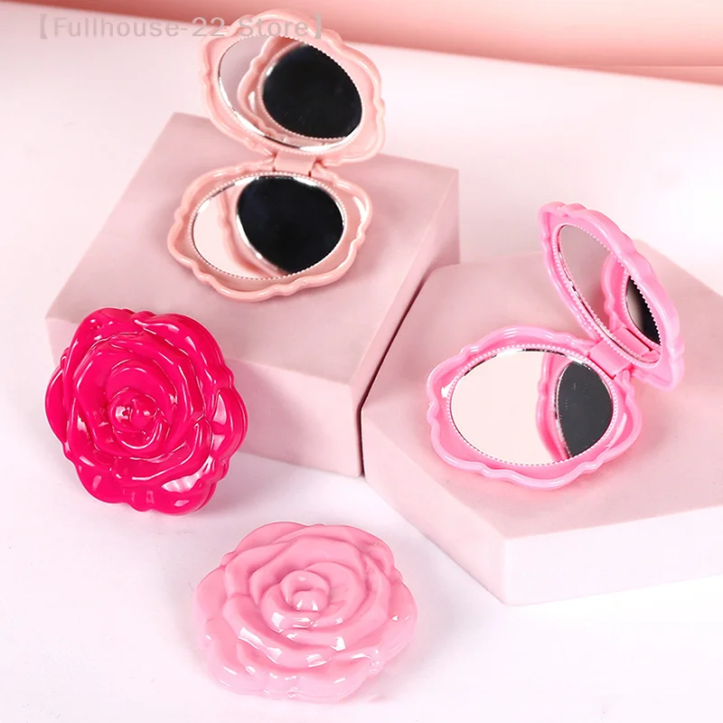 【MAX-22】1 Stück Retro-Rosenblüten-Minispiegel, kleiner Taschen-Make-up-Spiegel, doppelseitiger Handspiegel, kompaktes Kosmetik-Schönheitswerkzeug