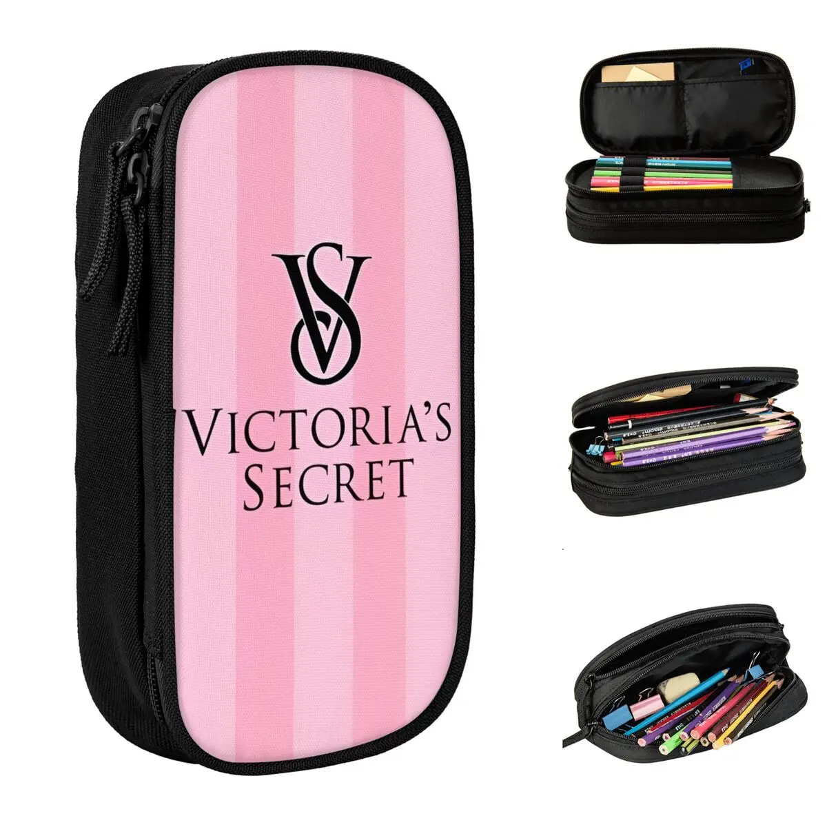 Fashion VS Victorias Pink Secrett Pencil Case Pencilcases Pen Box for Girl Boy Large Storage Bag Office Gift Accessories