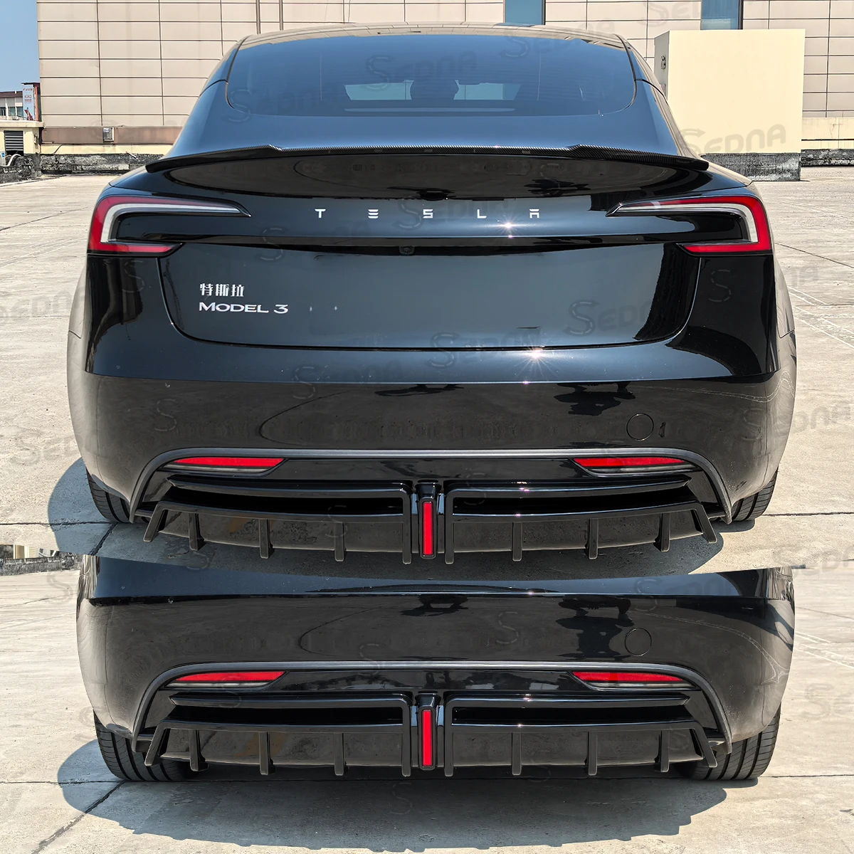 Per Tesla Model 3 Highland Sport diffusore posteriore con luce pilota-2024 LED paraurti posteriore Lip Tuning accessori