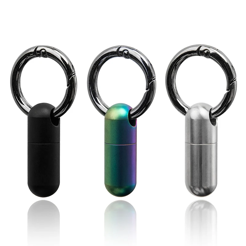 Portable Sealed Medicine Bottle Waterproof Canister Medicine Bottle Outdoor Mini Titanium Alloy First Aid Pill Case Keychain