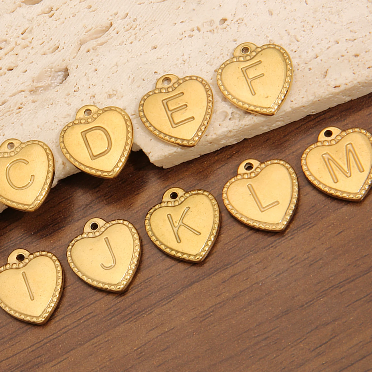 2Pcs Heart Initial Alphabet Pendants Stainless Steel Letter Charms for DIY Jewelry Making Supplies Necklace Bracelet Accessories view 3