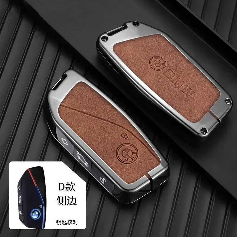 Zinc Alloy+Leather For Bmw G07 LCI 740Li 735i X7 X1 U11 I7 IX XM 2023 2024 7 Series Smart Remote Car Key Case Cover Fob Keychain