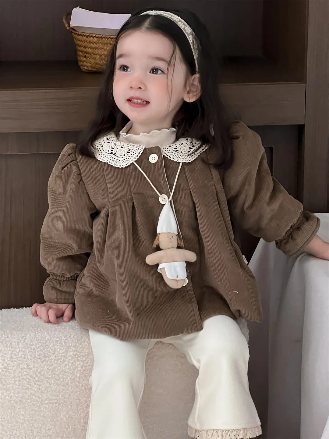 2023 Winter Neue Baby Langarm Warme Mantel Plus Samt Dicken Säuglings Mädchen Cord Strickjacke Kleinkind Gepolsterte Jacke Baby Kleidung