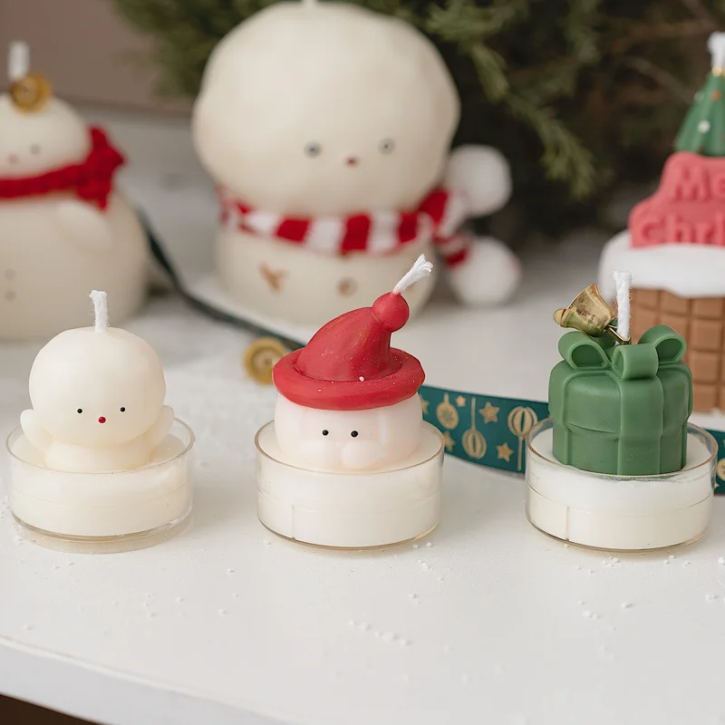 2023 Christmas New Candle Mold Santa Claus Snowman Xmas Tree Candle Mold Scented Aromath Soap Plaster Baking Mould Holiday Gift