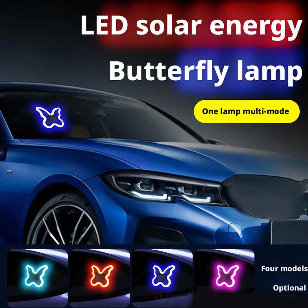 

Solar Powered Car Triangle Window Butterfly-shaped Led Ambient Light Suction Cup USB Rechargeable Wireless Cute Breathing Lamp