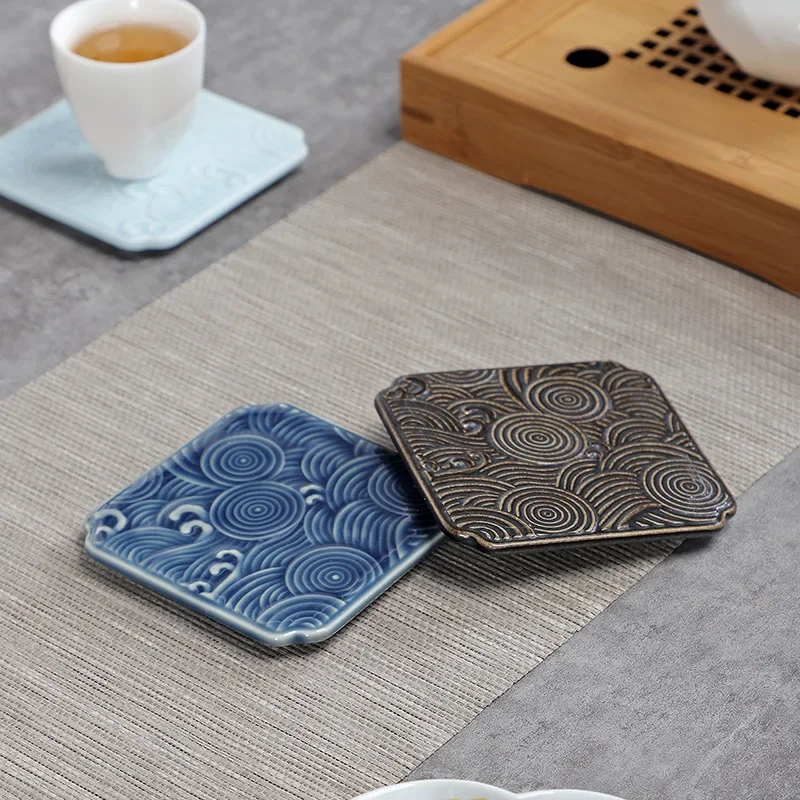 Coaster Small Ceramic Tea Cup Support Tea Ceremony Kung Fu Tea Set Insulation Pot Dining Mat Chinese Style Tea Utensils Coasters