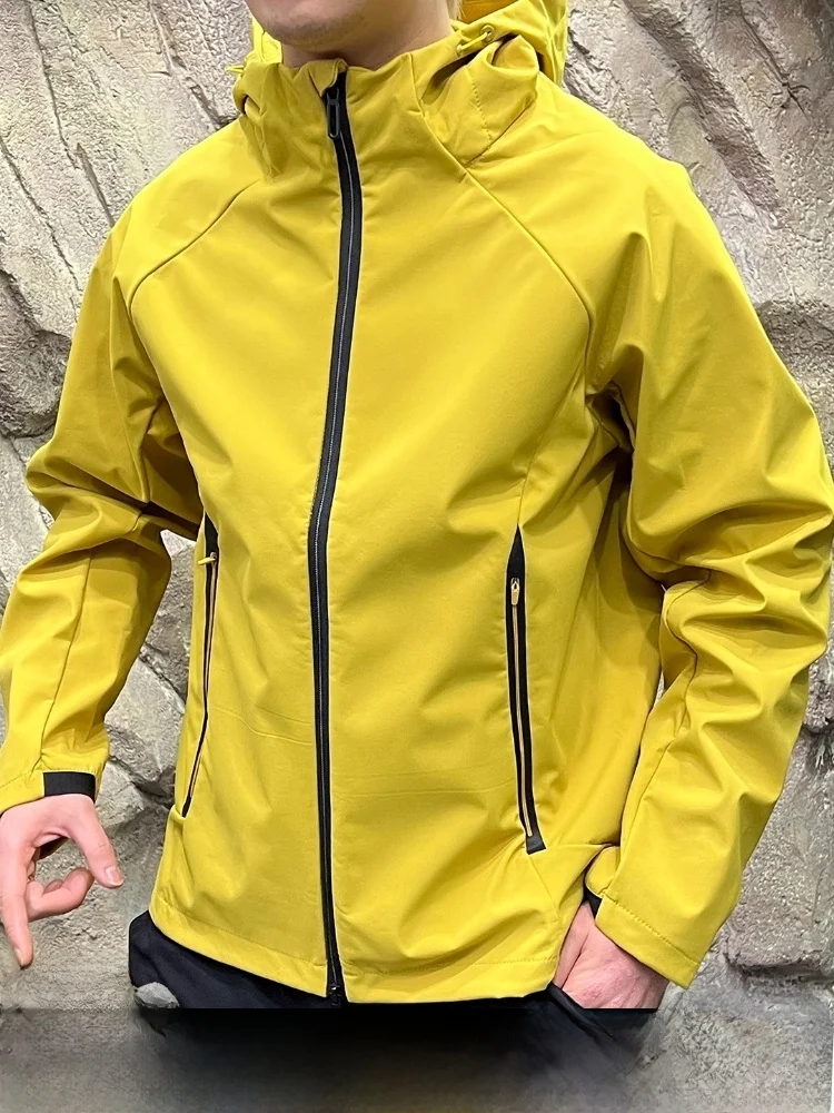 

Outdoor Men's Fce Lined Soft ell Jaet Waterproof Windproof Zipper Closure 3D Cut Autumn Coat Polyester Fiber Long Sve