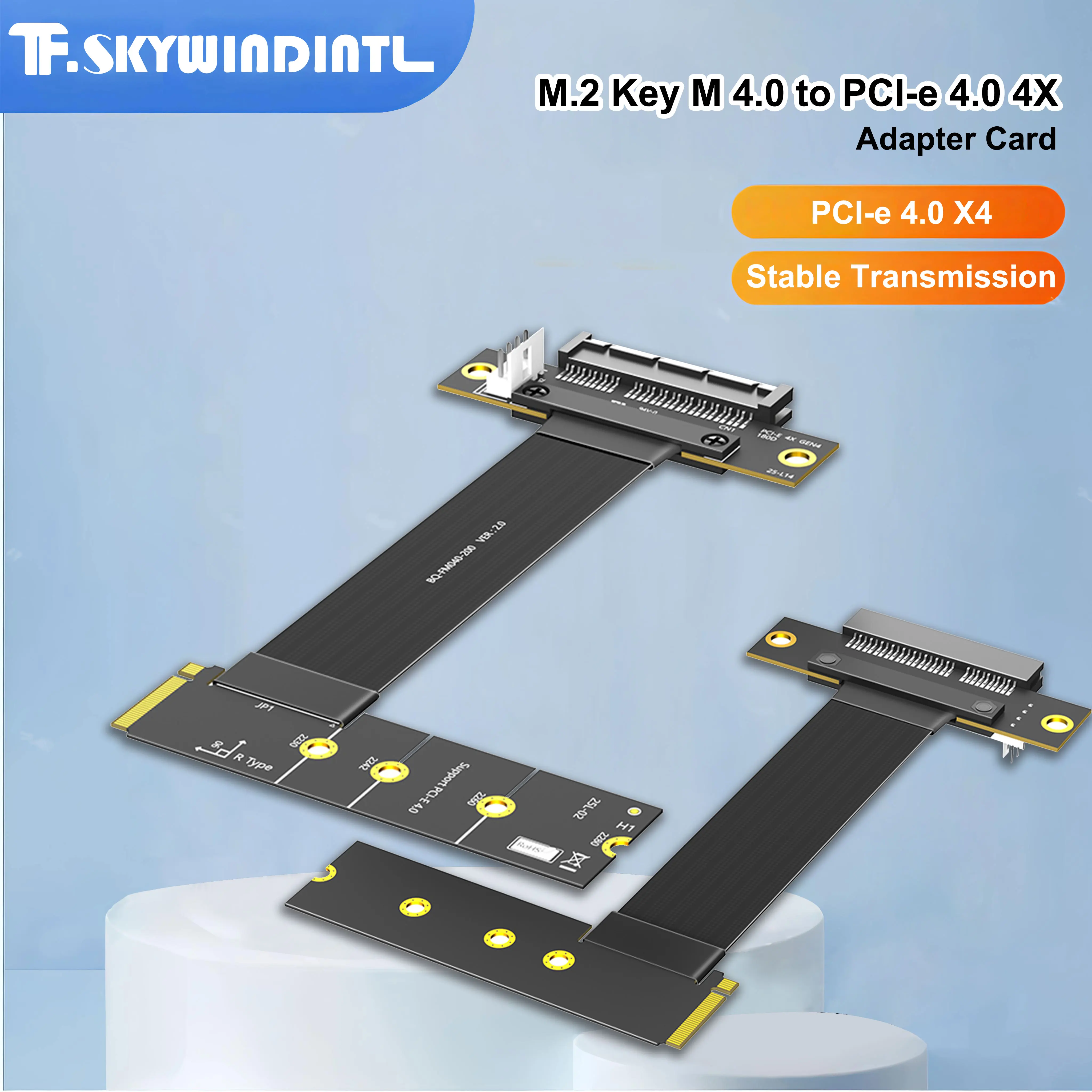 M.2 Key M 4.0 to PCI-e 4.0 4X Adapter Card 20CM 90 Degree Nvme 4.0 to PCI-e PCI-Express 4X Extension Cable  For Laptop Desktops