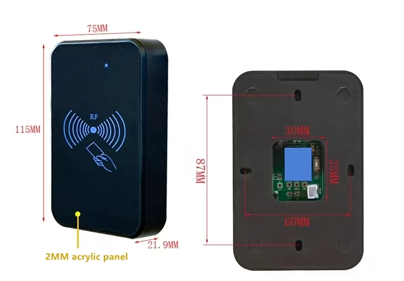 قارئ التحكم في الوصول إلى البطاقة الممغنطة من الأكريليك مع بروتوكول ISO 14443A لمدخل الباب الزجاجي للفندق والشقة #3