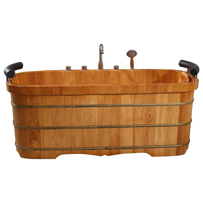 

Luxury oak bucket bathtub, adult bath tub, solid wood bathtub, bathtub, double person wooden bathtub