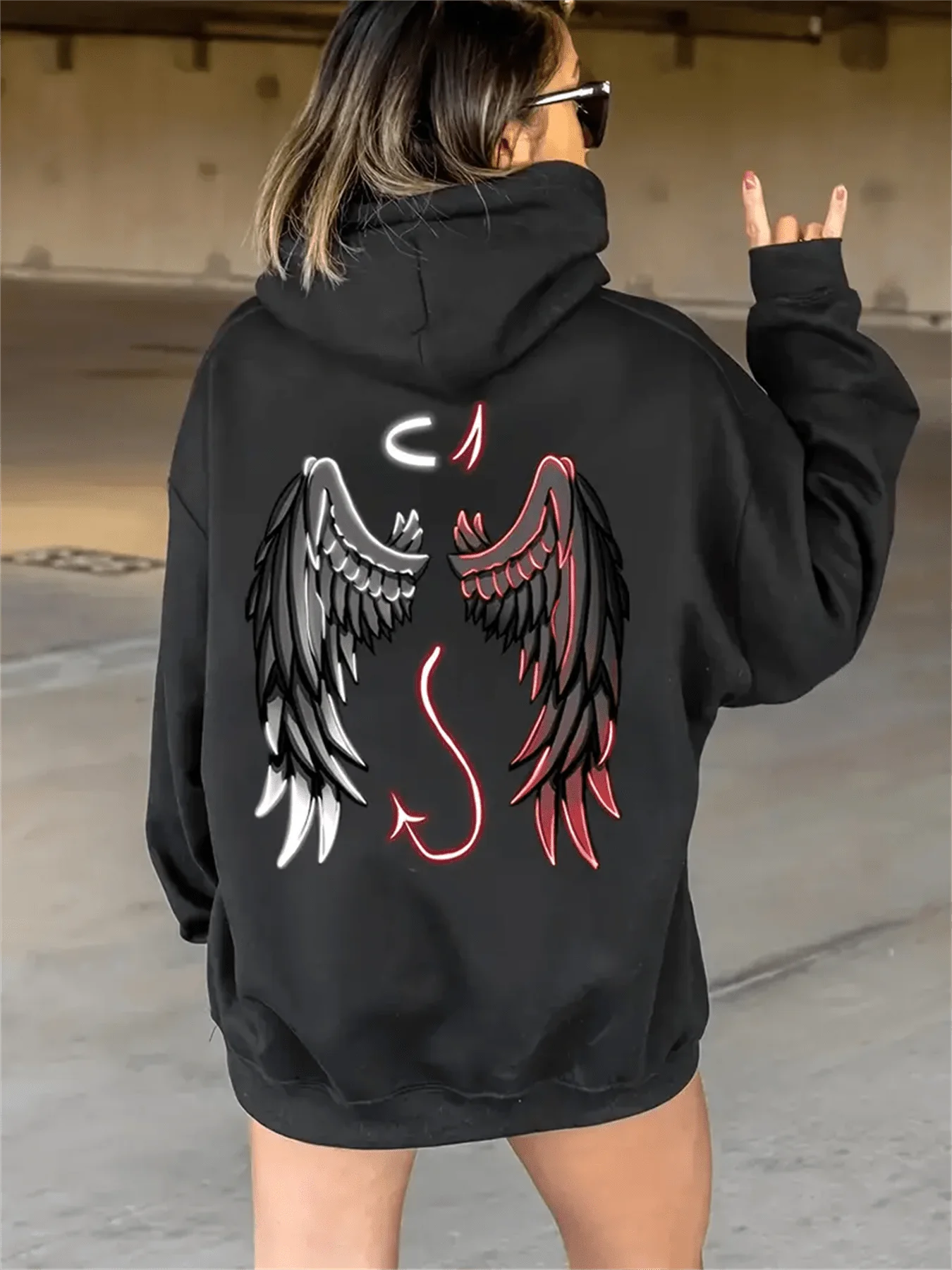 

Angel Devil, осенне-зимняя хлопковая толстовка с графическим принтом для мужчин и женщин, модный бренд для уличных занятий спортом на открытом воздухе