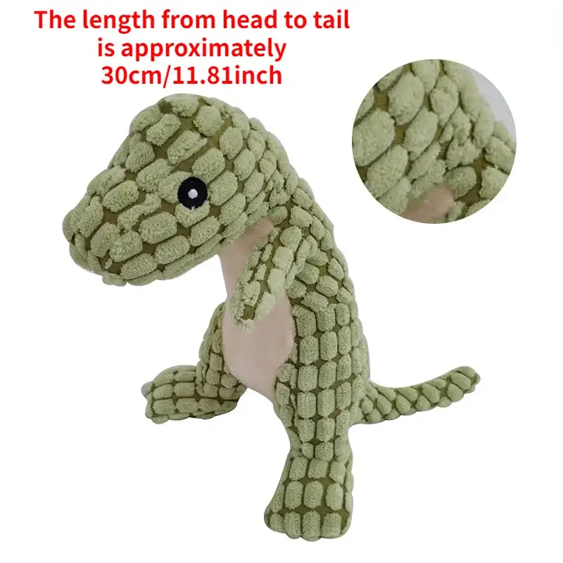 1pc Dinosaur Design Pet Grinding Teeth Squeak Plush Toy Durable Chew Toy For Dog Interactive Supply