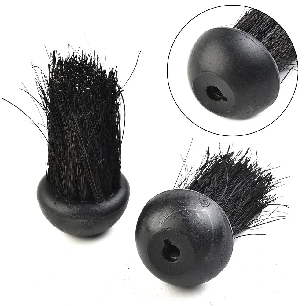 2pcs Replacement Round Fireplace Brush Companion Set Hearth Fireplace Brush Head Refills Plastic Handle 9.5mm Threaded Hole