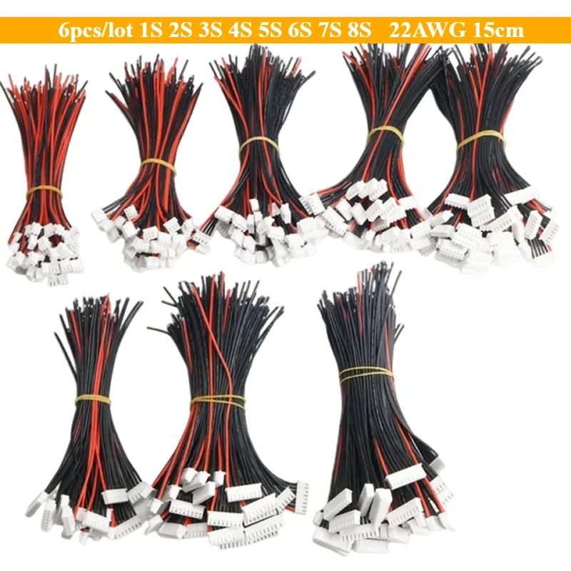 

6 шт./лот 1S 2S 3S 4S 5S 6S 7S 8S 22AWG 200 мм Lipo Балансный зарядный кабель Imax B6 Разъем Кабель Авиационная радиоуправляемая модель