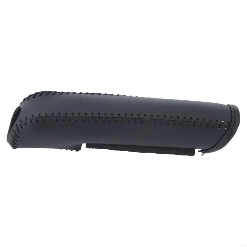 Encircling Handbrake Lever Sleeve with PU Leather Construction, Installation Without Adhesive, and Hand Sewn Closure X37F