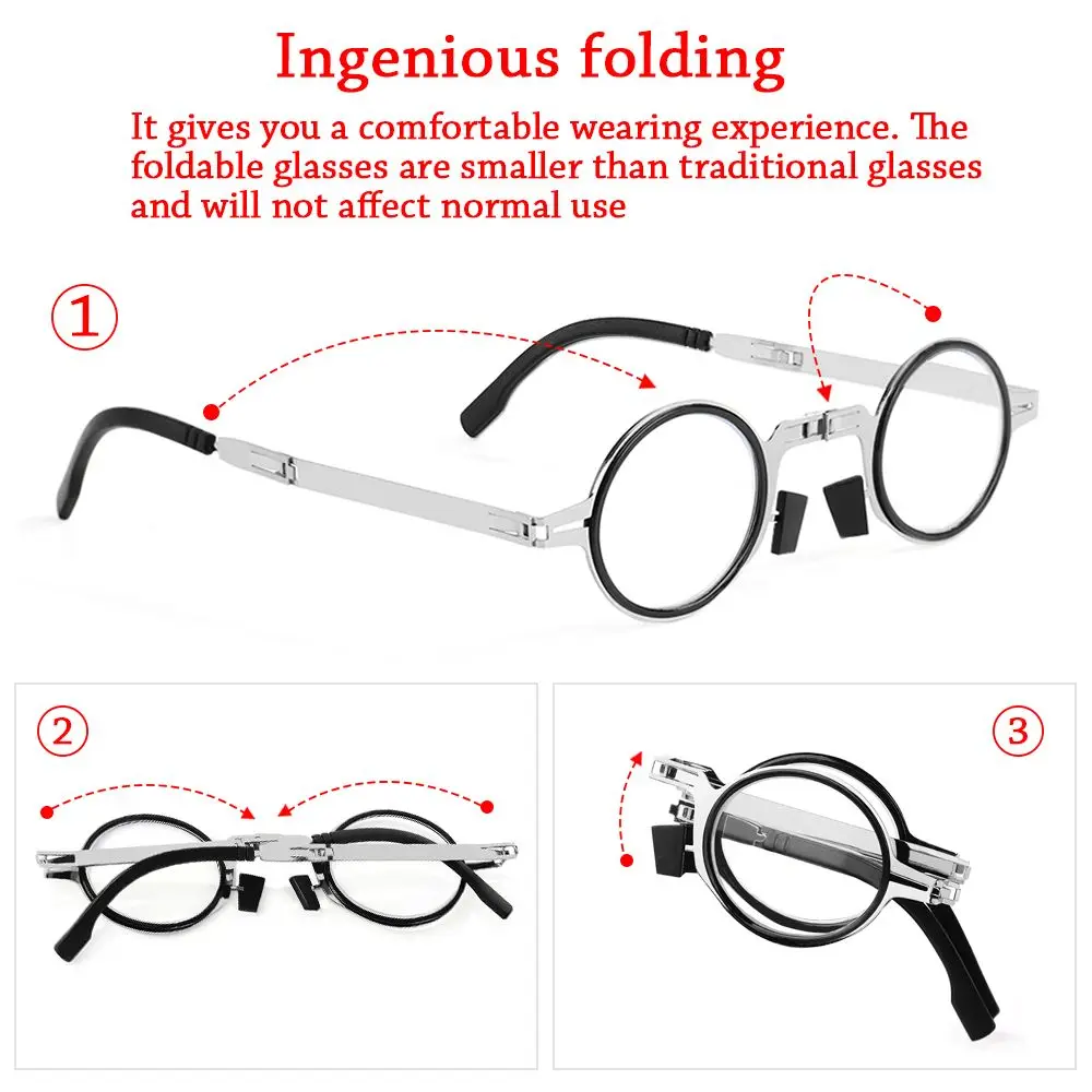 Men Women With Case Eye Protection Folding Reading Glasses Eyeglasses Ultra Light Frame Anti-Blue Light