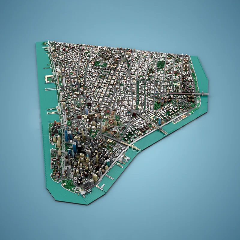 City City Street View Moc Building Blocks Manhattan inferiore - New York Bricks Modello Assemblaggio fai da te Costruzione Giocattolo Regali di festa