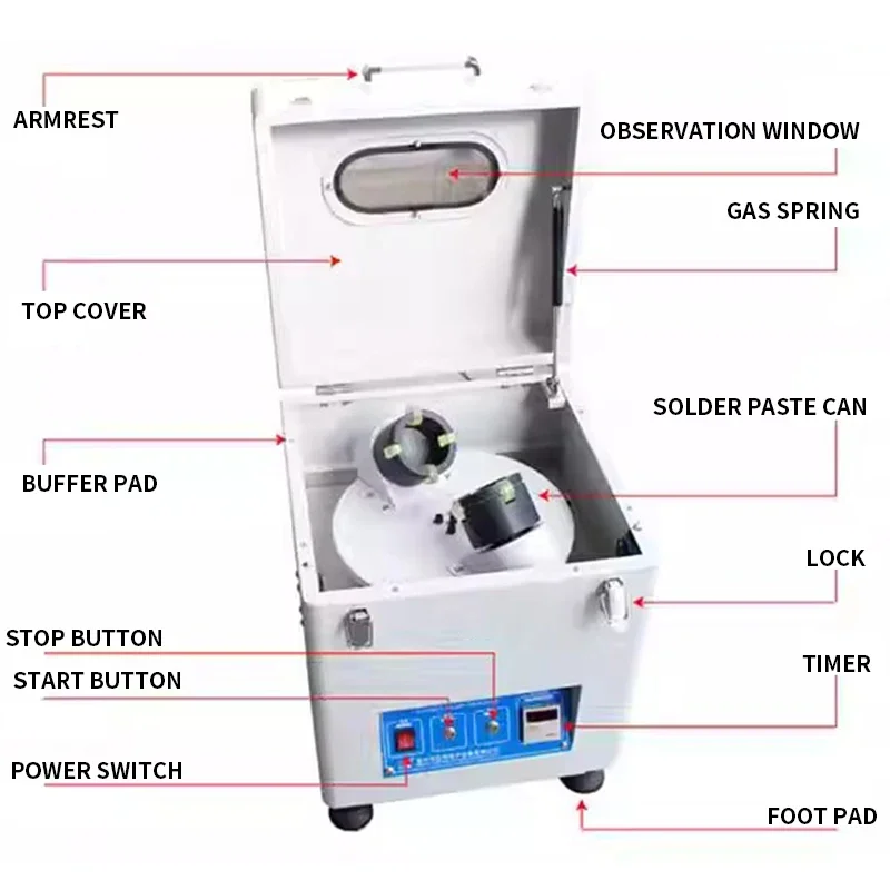 ZB500S High Speed Solder Paste Mixer 1000g Efficient Industrial Automatic Pcb Solder Paste Mixer For SMT PCB Production Line