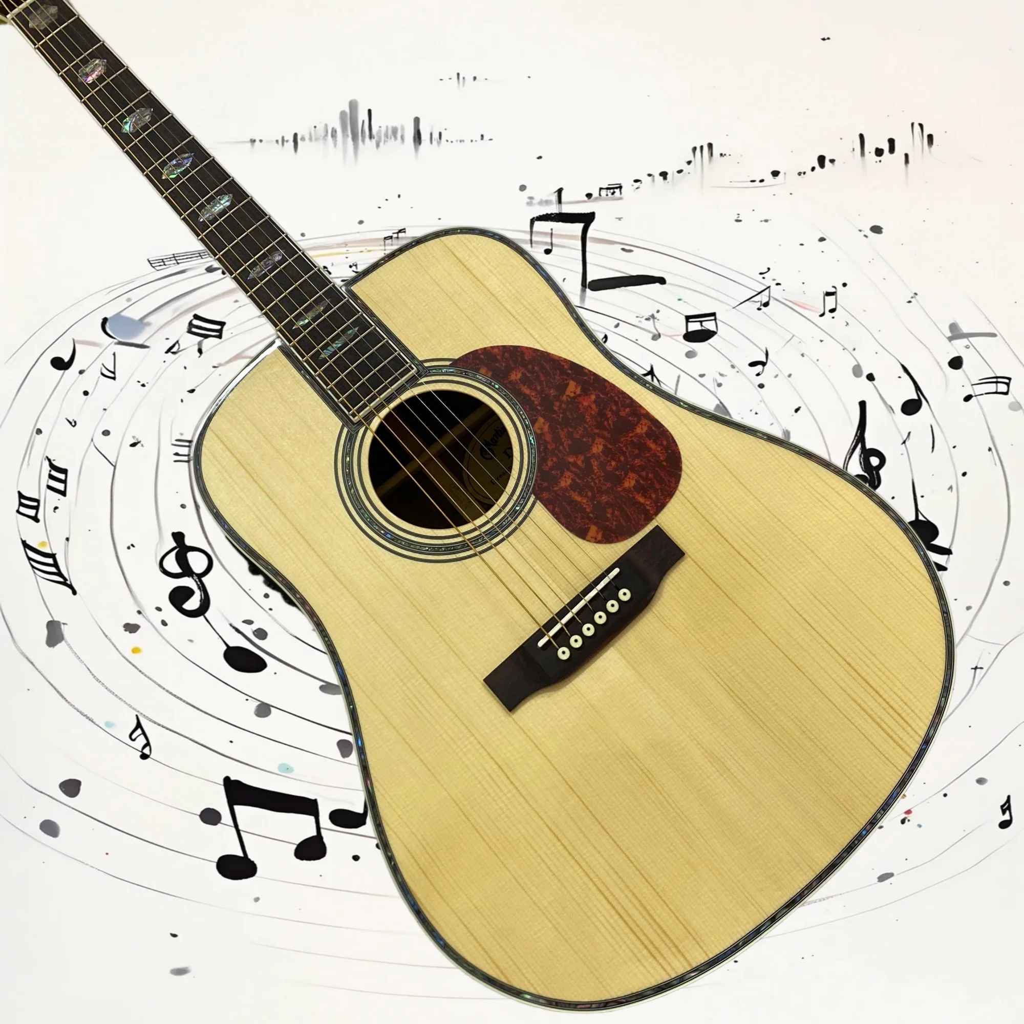 D45 41 Inch Dreadnought Acoustic Guitar Solid Spruce Natural Gloss Abalone Inlaid Binding Tortoise Pickguard Free Shipping