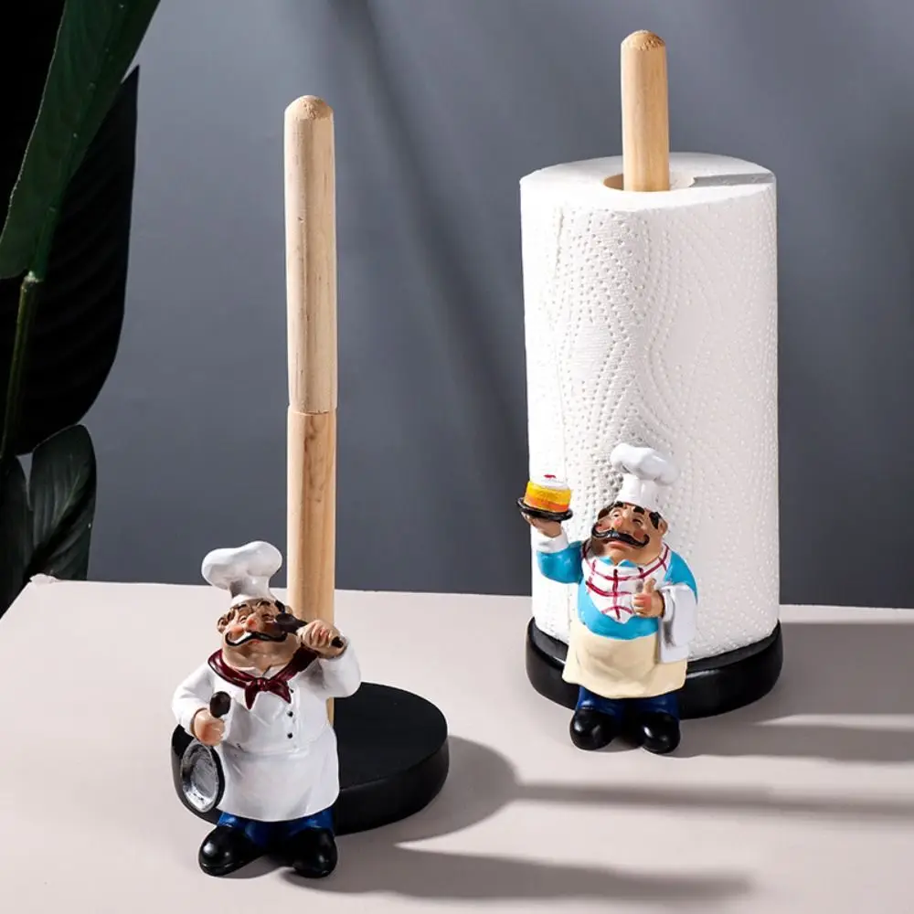 

Creative Chef Style Paper Towel Holder Resin Crafts Display for Kitchen Cafe Western Restaurant Cake Shop Dessert Shop