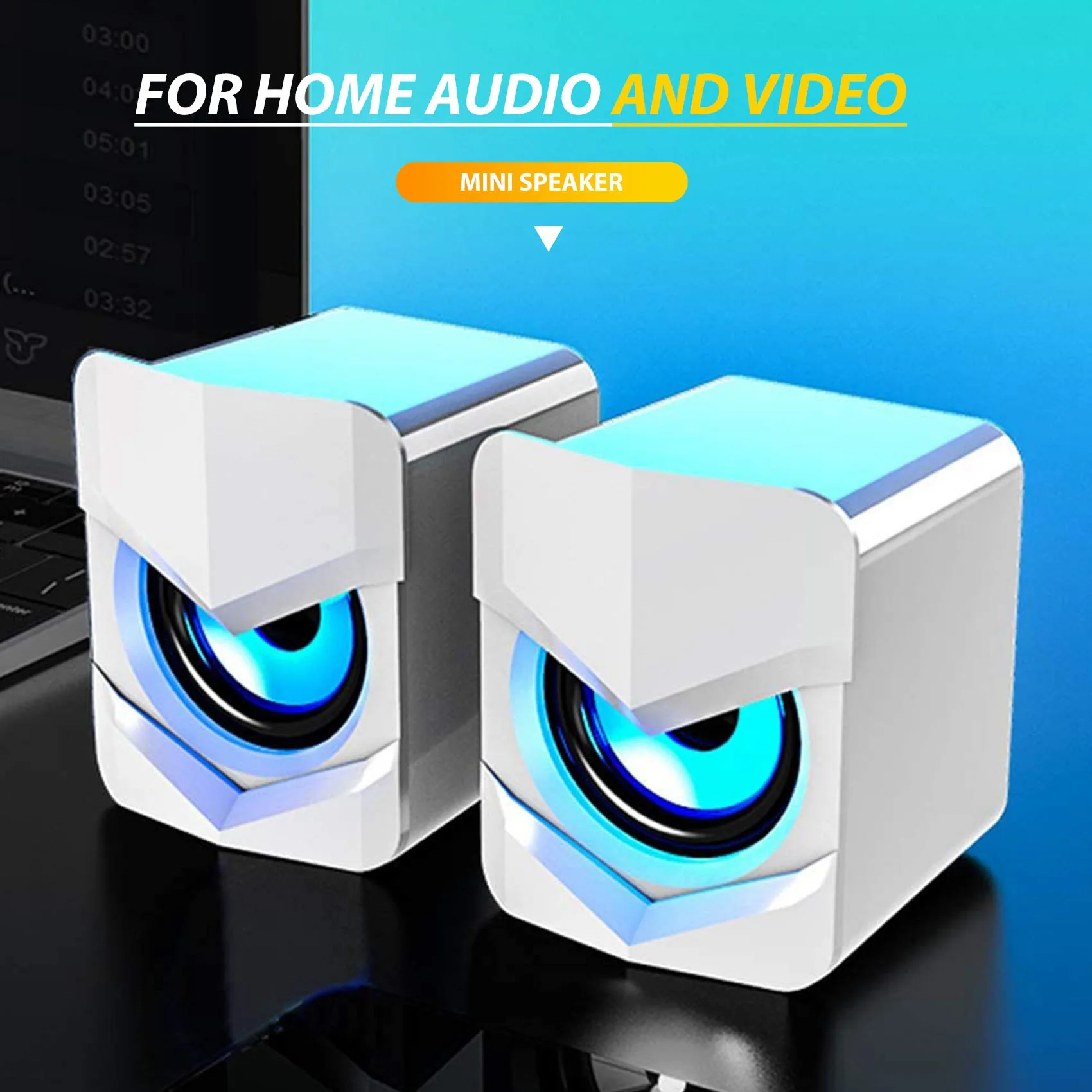 Mini Speaker 360 degree Hi-Fi Sound Effect with 3.5mm Plug USB Powered Speaker for Home Audio and