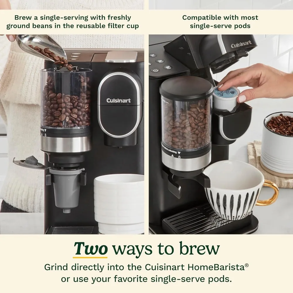 Single Serve Coffee Maker + Coffee Grinder, 48-Ounce Removable Reservoir, Black, DGB-2