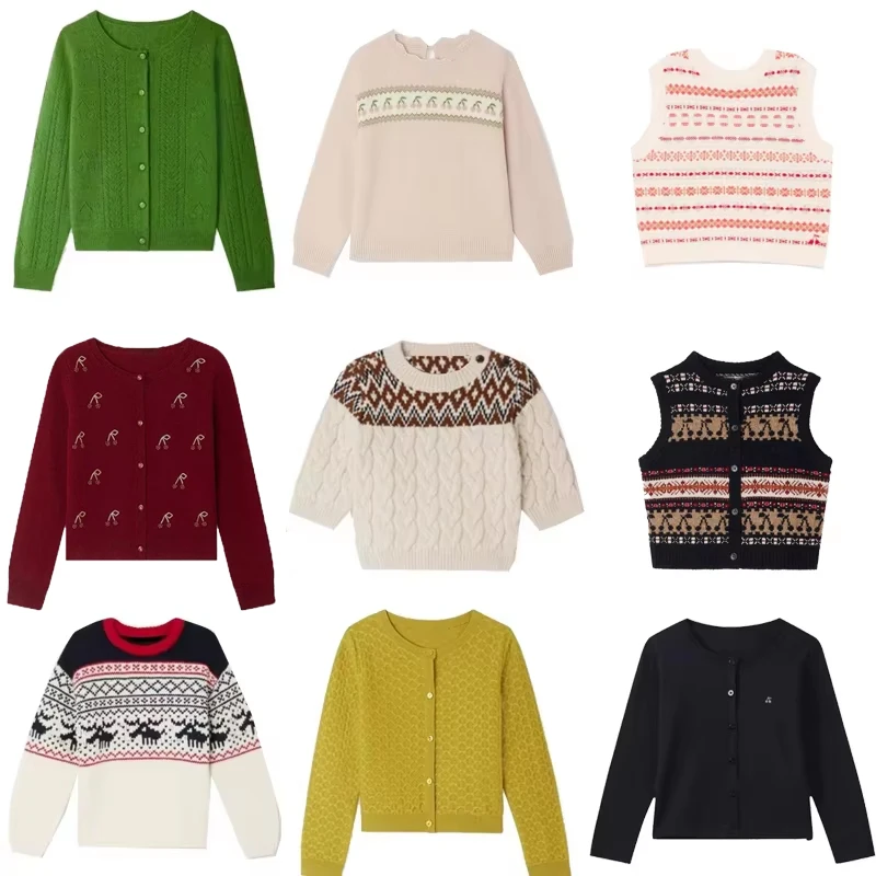 

kids sweaters 2025 new autumn winter bp girls cute embroidery knit sweaters Cardigan child cotton wool outwear tops clothing