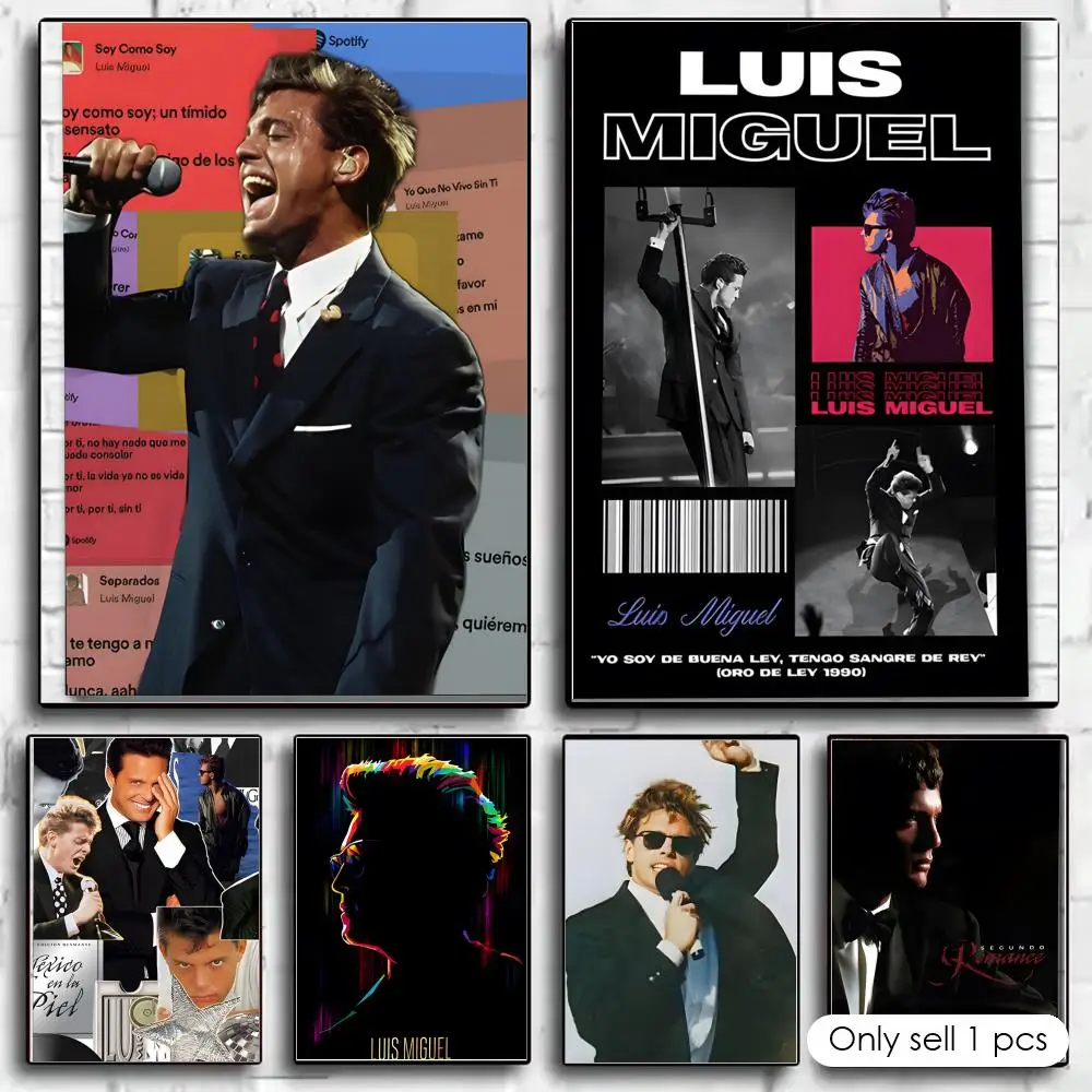 Póster autoadhesivo de cantante de música pop L-Luis Miguel, pintura con impresiones, decoración para el hogar, dormitorio y sala de estar