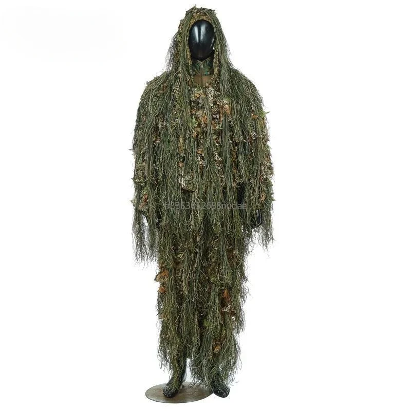 3D Maple Leaf Mixed Wool Silk Ghillie Suit Outdoor Hunting Maple Leaf Spliced Wool Silk Suit Military Fan Training Uniform