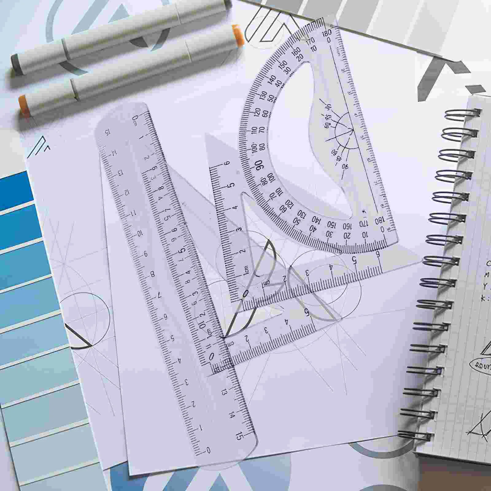 School Engineering Soft Ruler Messlineale Set Geometrie Arbeitsbuch Rosa Präziser Winkelmesser Kind
