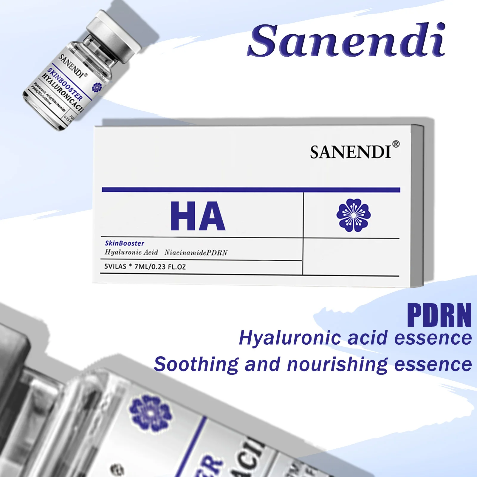 مجموعة جوهر ترطيب الوجه من سانندي، نياسيناميد + مصل PDRN لشد البشرة، حمض الهيالورونيك، جوهر بشرة الوجه المهدئ