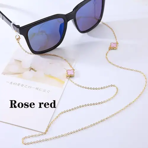 Cordón de cadena para gafas con flores de cristal Simple, joyería para mujer, flor antideslizante, cuatro hojas, gafas de sol para exteriores, soporte para máscara, correa para el cuello