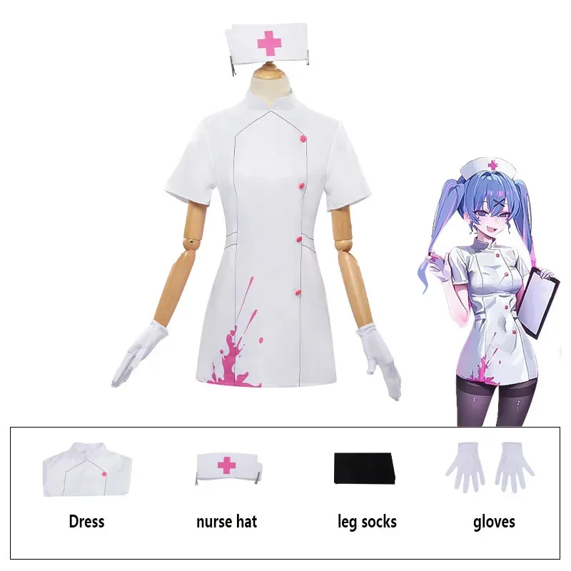 ミクホールバニーガールコスチュームバレンタインデー女性セクシーな白いナース衣装ハロウィンパーティーコスプレウサギスーツ vl;6