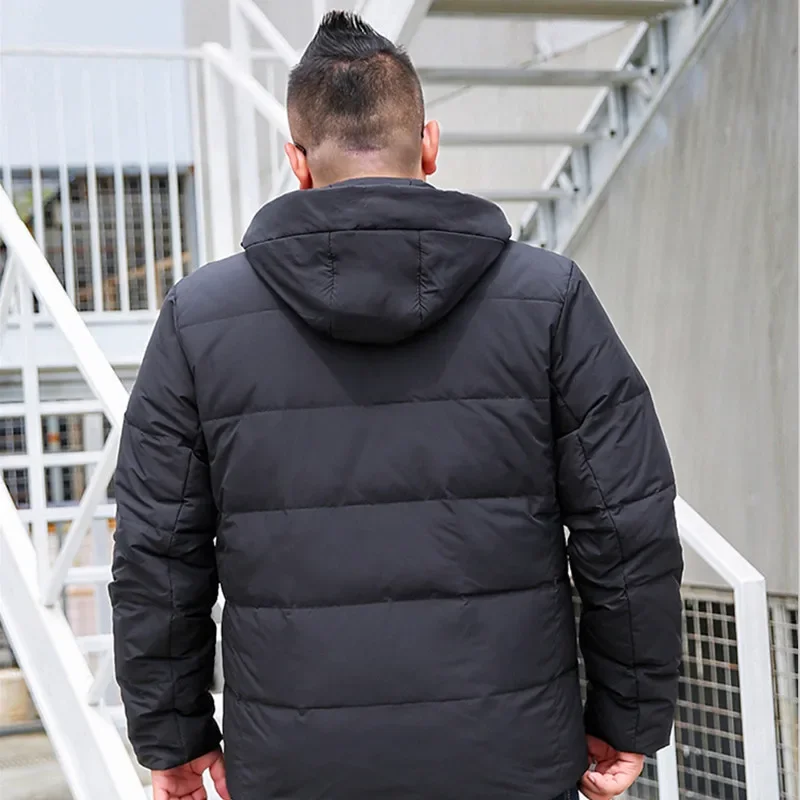 Duck Down Coats Men 170KG Hooded Winter Short Coat Male Warm Plus Size 7XL 8XL 9XL 10XL Thick Hoodies Parkas Soft Clothes