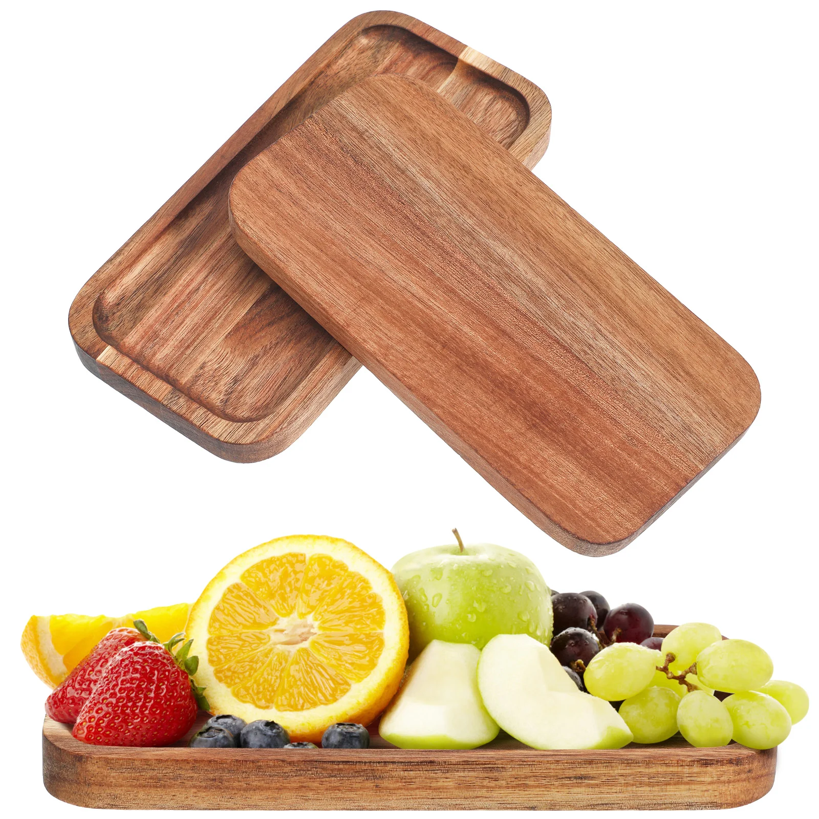 

Two Tiered Tray Stand Acacia Wooden Pallet Boards For Food Japanese-style Fruit Bread Serving Dish