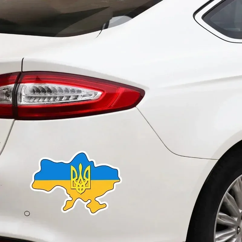 Ukraine Flag Trident Map Decal Ukrainian Car Accessories 15CM PVC KK