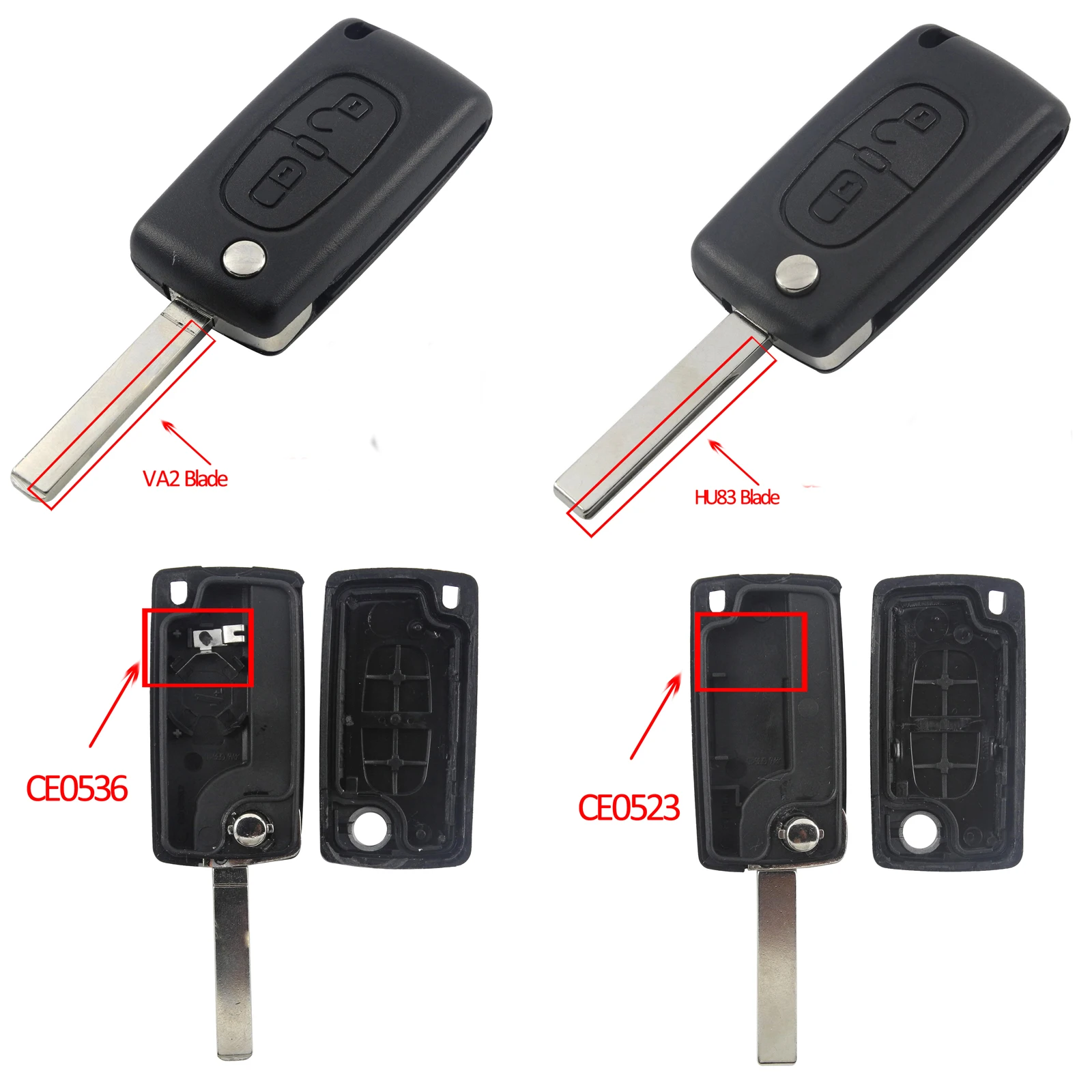 Jingyuqin uzaktan katlanır araba anahtarı ASK/FSK Citroen C3 C4 için 434MHZ Citroen Citroen C5 C6 C8 Picasso Picasso Peugeot 107 207 307S 308 2BTN