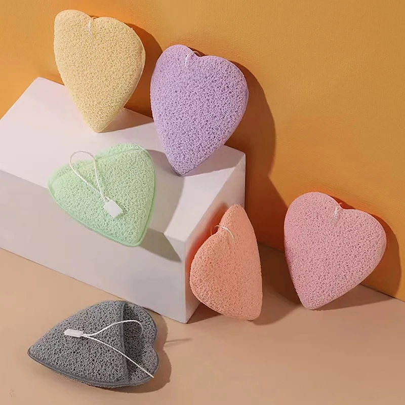 1Pc Heart Natural Face Wash Cleansing Puff Konjac Konnyaku Exfoliator Cleansing Sponge Reusable Deep Remover Facial Clean Tool