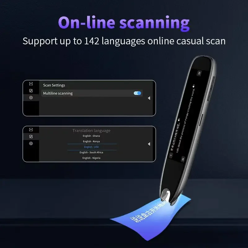جديد S65 ترجمة القلم في الوقت الحقيقي ذكي النص المسح نقطة القراءة التعلم الذكية جهاز مترجم صوتي قلم تسجيل