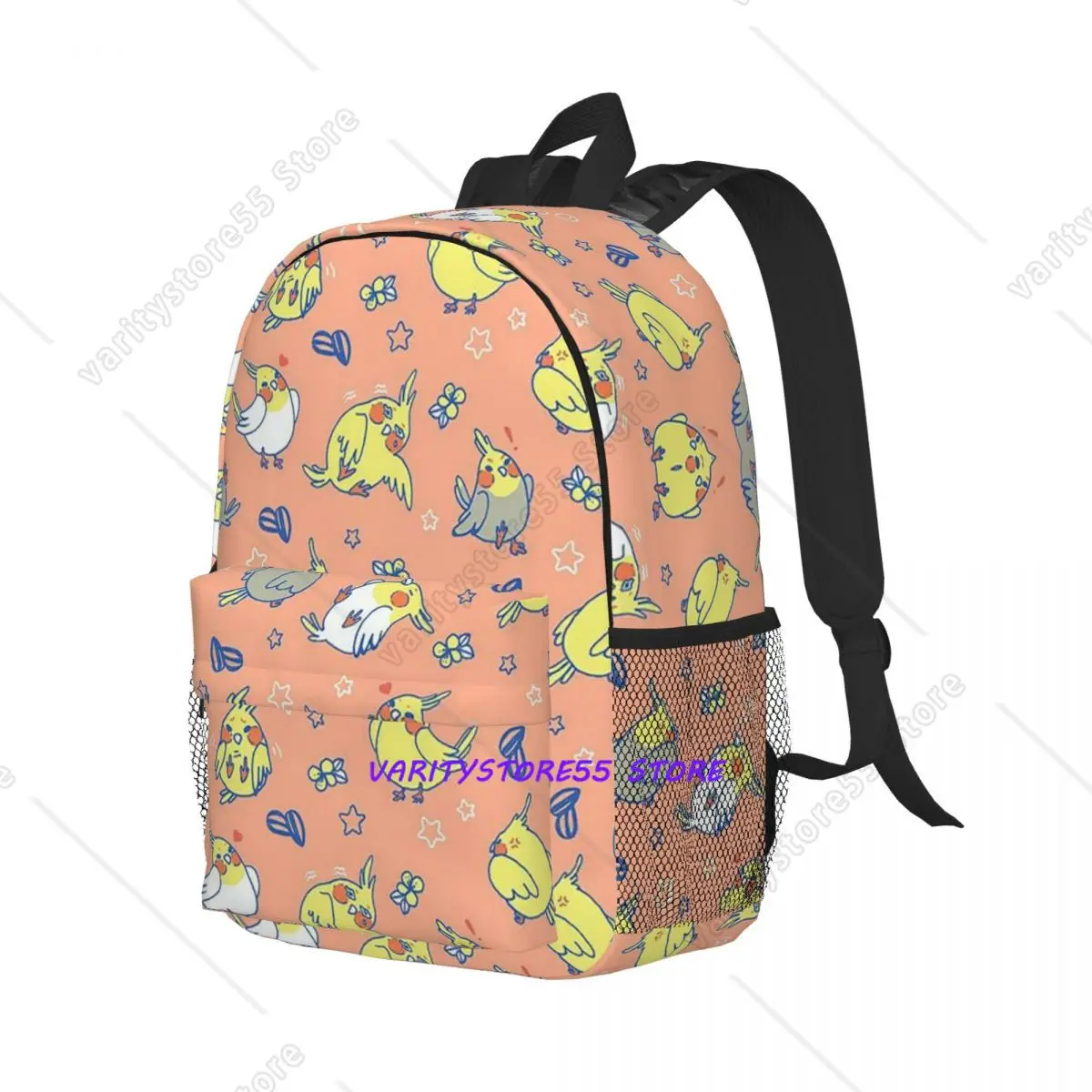 Birds Cockatiel Budgie Parrot Backpack Student Boys Girls BookBag Children School Bag Laptop Shoulder Bags for Men Women