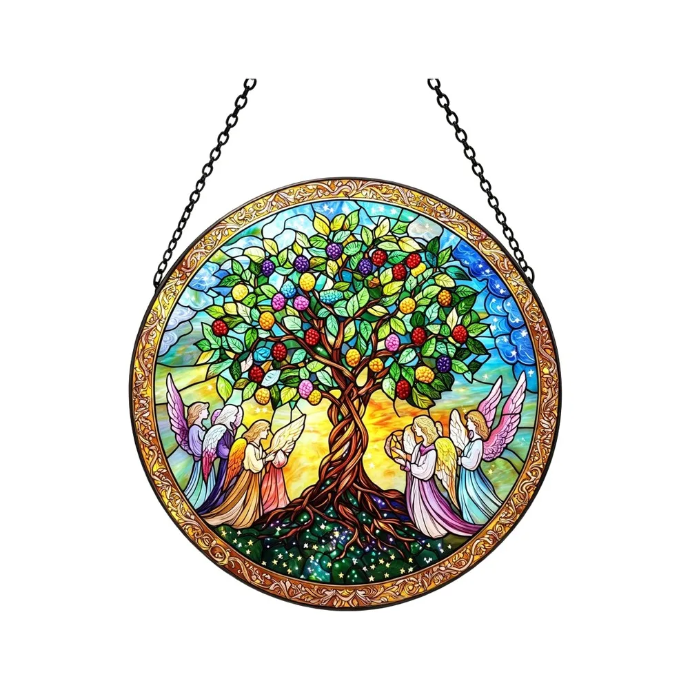 Sun Catcher Round For Acrylic Hanging Decor for Windows Doors 20x20cm Elegant Valley Style Light Refracting Charm