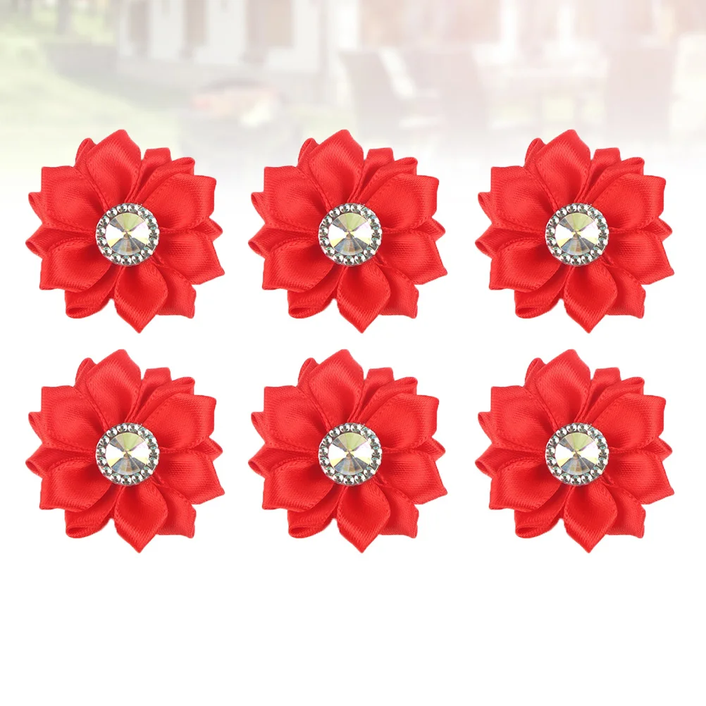 

20Pcs DIY Chiffon Cloth Flower Rhinestone Inlaid Bloom Decorative Accessories for DIY Clothes Hair Clips Bags Cloth Flower
